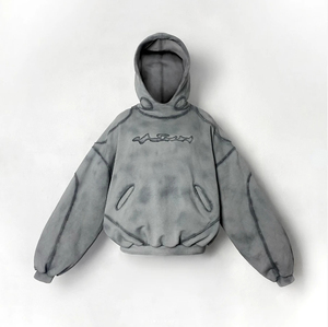 High Quality Oversized Heavyweight Sweater Hoodies 400 Gsm Baggy Cotton Foam 3d Puff Printing Acid Hoodie <b>for</b> <b>Men</b> - Product Image 4