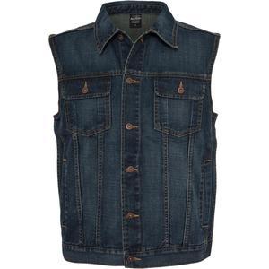 Gilet en denim urbain rétro écologique imperméable coupe-vent 100% coton personnalisé pour hommes, sans manches, boutonné, style motard - Product Image 1