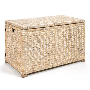 Coffre de rangement pour la maison, en jonc de mer, grand coffre tressé avec poignées découpées - Product Image 3
