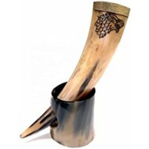 Support de corne de Viking sculpté à la main décor de boisson nordique traditionnel de style animal poli pour des occasions spéciales corne de buffle - Product Image 5