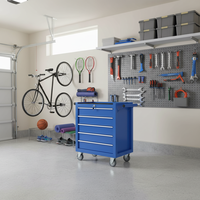 Chariot à outils mobile industriel à 5 tiroirs avec verrouillage, chariot de rangement robuste en acier pour garage, couleur personnalisée OEM ODM