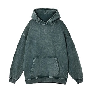 Vente en gros d'usine quantité minimale de commande bas Logo personnalisé 100% coton sweat à capuche lourd unisexe épaule tombante vintage lavage à l'acide sweats à capuche pour hommes - Product Image 3