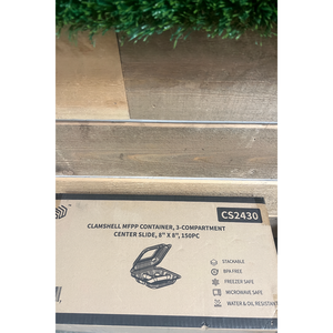 ProTakeOut [8 X 8 X 2.75 Pulgadas] Contenedores Blancos de 3 Compartimentos con Cierre Deslizante Central, Paquete de 150, Duraderos y Ecológicos, MFPP - Product Image 3