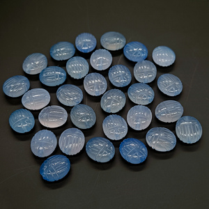 ลูกปัดอัญมณีแกะสลักรูปแมลงปีกแข็งสีฟ้าคาลซิโดนีแบบหลวมสำหรับจี้การทำเครื่องประดับอียิปต์12มม. - Product Image 5