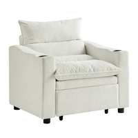 Canapé-lit convertible 3 en 1, fauteuil inclinable en velours réglable pour petit espace, appartement