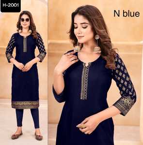Coton ethnique indien Wera Rubi avec imprimé en aluminium avec beau motif Kurtis à manches longues pour un ensemble Kurtis décontracté et festif - Product Image 4