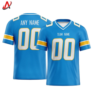 Camiseta de fútbol de alta calidad con estampado azul con blanco, venta al por mayor, ropa de fútbol americano personalizada, camiseta de ropa de fútbol - Product Image 5