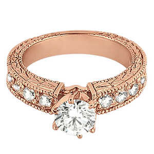 Bague de fiançailles en or rose 14 carats avec diamant de style antique de 0,70 carat - Product Image 2