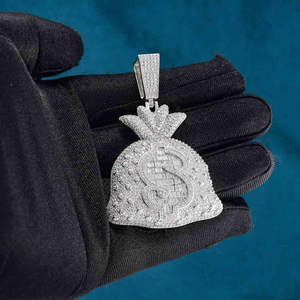 Colgantes de Bolsa de Dinero Estilo Hip Hop de Plata 925 Chapada en Oro con Diamantes de Moissanita de Claridad VVS de Alta Demanda para un Estilo Urbano de Lujo - Product Image 2