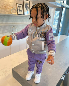 Conjunto Deportivo para Niños, Chaqueta Universitaria y Pantalones Jogger, Unisex, Estilo Bomber con Letras, Traje de Dos Piezas, Chándal Infantil con Capucha - Product Image 5