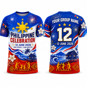 T-shirt personnalisé pour la fête de l'indépendance des Philippines, 12 juin, célébration nationale, festival culturel, t-shirt à sublimation intégrale avec drapeau - Product Image 3