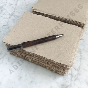Haute qualité Deckle Edge papier fait main brun 150 à 400 feuilles GSM pour écrire calligraphie impression carnet de croquis artisanat papiers - Product Image 4