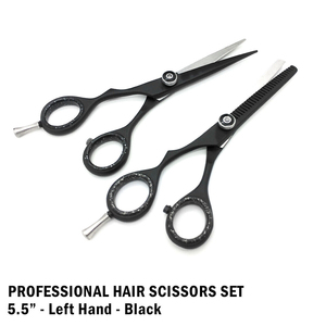 Kit de ciseaux amincissants de barbier de haute qualité enduit de couleur noire beaux kits de barbier ciseaux de barbier en acier inoxydable - Product Image 5