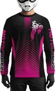 Maillot de course rose personnalisé pour hommes UPF30+ Motocross tout-terrain Cyclisme Séchage rapide 100% polyester Manches longues - Product Image 5