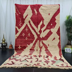 Tapis Boujaad Azilal fait à la main abstrait Boujad tapis marocain rouge bohème authentique salon tapis tufté à la main - Product Image 1