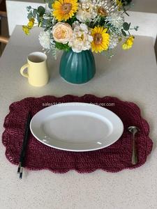 Sets de table festonnés tissés à la main Hot Trend 2024-Décor de table à manger multicolore, napperon rond en raphia - Product Image 3