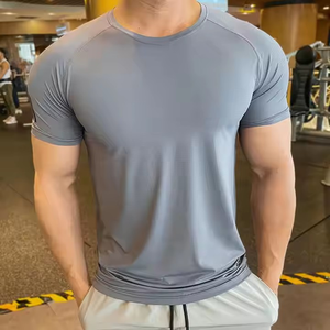 เสื้อยืดออกกำลังกายฟิตเนสของผู้ชายโลโก้ปรับแต่งได้เสื้อยืดสไตล์ไม่เหมือนใครโอเวอร์ไซส์เปิดไหล่ตกที่สมบูรณ์แบบ100% ผ้าฝ้ายโลโก้ - Product Image 2