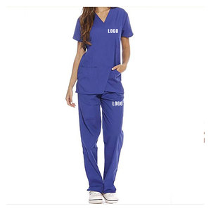 Uniformes médicos elásticos de poliéster para mujer, uniformes de hospital con cordones, camisa y pantalón con cordones - Product Image 6
