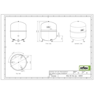 Reflex Expansion Vessel N Grey 4 <b>Bar</b> 35 L for HVAC Systems - Product Image 3