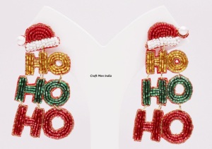 Wholesale New Elegant Pink Christmas Handmade Beads & Rhinestone Imitation Pearl Bow Tree Earrings <b>for</b> Women - Product Image 2