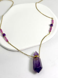 Summer Classic Moonriver Purple Handmade Choker <b>Necklace</b> for Women <b>Fashion</b> Stainless Steel Bead <b>Chain</b> Type - Product Image 2