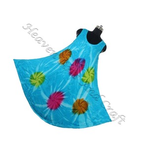 Última colección de ropa de mujer, vestido de rayón con tinte de corbata Sexy, vestido sin mangas de paraguas para mujer, diseño colorido con tinte de corbata, rayón - Product Image 3