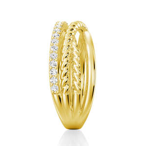 18K Gold Wedding Band with Round Cut Moissanite Diamond Elegant 18K Gold Ring - Product Image 3