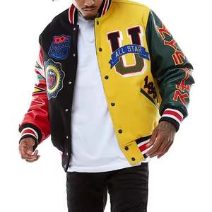 Haute qualité Letterman Varsity vestes corps en laine manches en cuir véritable grande taille manteau Varsity veste pour hommes - Product Image 1