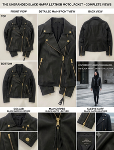 <b>Women</b> Genuine <b>Leather</b> <b>Moto</b> <b>Jacket</b> Full Sleeve Stand Collar Zipper Closure Solid Color Summer Wear - Product Image 5
