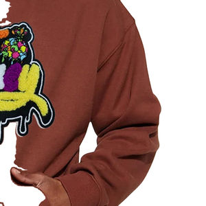 Haute qualité coton mélangé Chenille broderie à capuche hommes à manches longues goutte épaule hiver épais conception personnalisée - Product Image 3