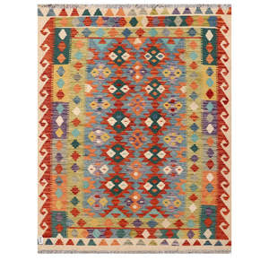 Alfombra Kilim de Maimana, Afganistán, 189 x 147 cm, Alfombras y Juegos de Alfombras Tejidas a Mano Tradicionales - Product Image 1
