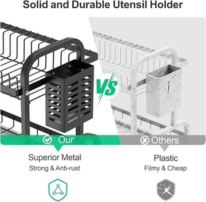 Estante de secado de platos, escurridor de platos de 2 niveles con boquilla de drenaje, resistente al óxido y portavasos, ahorro de espacio para el hogar, Hotel, restaurante - Product Image 4