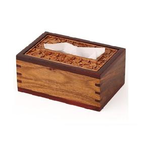 Boîte à mouchoirs élégante en bois d'acacia de qualité supérieure sculptant à la main Accessoires de bureau et de décoration intérieure - Product Image 6