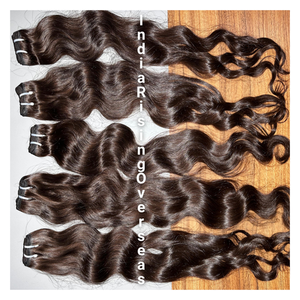 Extensions de cheveux humains vierges Remy de qualité supérieure, style vague naturelle indienne, donneur unique, double trame, double cheveux - Product Image 1