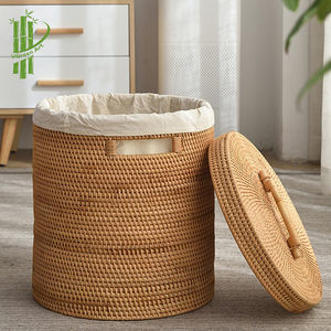 Tall Grass Basket With Coffee Handle and Lid - Product Image 5