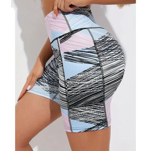 Ceinture large élastique de conception de poche latérale toutes saisons à haute élasticité, short de yoga de forme physique pour femmes - Product Image 5