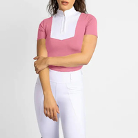 Hauts personnalisés compétition femmes à manches courtes chemises de spectacle vêtements d'équitation couche de base femmes chemises de spectacle pour cavalier