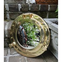 Miroir extra large fait main en laiton, finition mate, style nautique Art Déco vintage, pour bateau, écologique, personnalisable, idéal pour un anniversaire