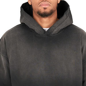 Alta calidad Sun Faded Hoodies Distressed Streetwear Black Vintage Washed Hoodie Custom Logo Faded color Pullover - Product Image 4