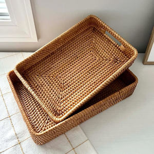 Plateau en rotin naturel fait main pour la décoration de la maison, plateau de service le plus vendu fabriqué au Vietnam au meilleur prix - Product Image 4