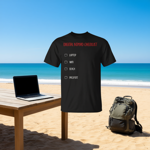 Camiseta Premium con Lista de Verificación para Nómadas Digitales, Ropa Promocional para Viajeros y Trabajadores Remotos - Product Image 2
