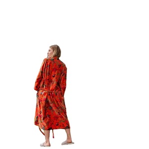 Vendedor superior verano Floral Kimono Casual vestido Super alta calidad terciopelo algodón Material mujer ropa de dormir para primavera San Valentín - Product Image 3