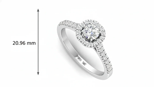 Bague de fiançailles élégante avec halo de diamants pour femmes, idéale pour les propositions de mariage, les cadeaux d'anniversaire et les bijoux romantiques à porter au quotidien - Product Image 3