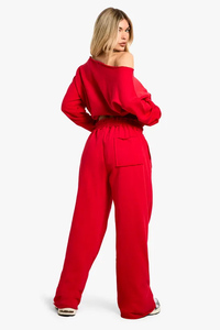 กางเกงวอร์มผู้หญิงผ้าขนแกะเทอร์รี่สัมผัสนุ่มและนุ่มมีห่วงด้านหลังตรง - Product Image 2