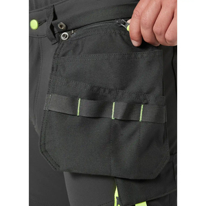 Men High Visibility CE Certified Breathable Workwear Cargo <b>Pants</b> with Reflective Tape Needle Detection <b>Black</b> & Orange Polyester - Product Image 6