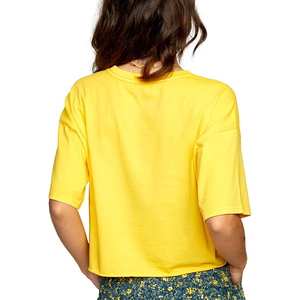 T-shirt en coton personnalisé pour femmes T-shirt à col rond à manches courtes à col torsadé avec motif imprimé classique - Product Image 3