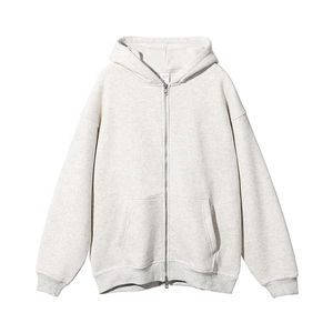 Sweats à capuche respirants 100% coton pour hommes Sweats à capuche zippés teinture unie OEM Vente en gros de vêtements d'hiver grande taille - Product Image 2