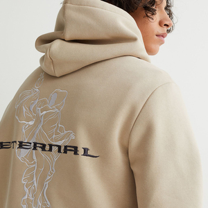 Sudadera con capucha de felpa de gran tamaño personalizada unisex, color lavado teñido liso con hombros caídos bordados para invierno, venta al por mayor - Product Image 2