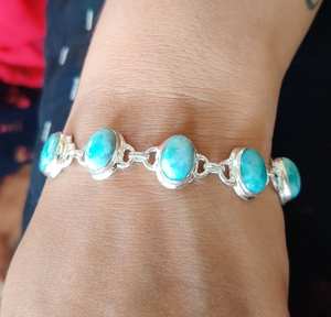 Cadeau de mariage, bracelet en argent fin fait à la main en argent sterling 925 avec pierre précieuse Larimar, bijoux en argent 925, bijoux en argent estampés 925 - Product Image 5