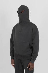 Sweat à capuche à fermeture éclair totale personnalisé avec impression bouffante courte Sweat à capuche à fermeture éclair intégral avec trous pour les yeux pour hommes - Product Image 2